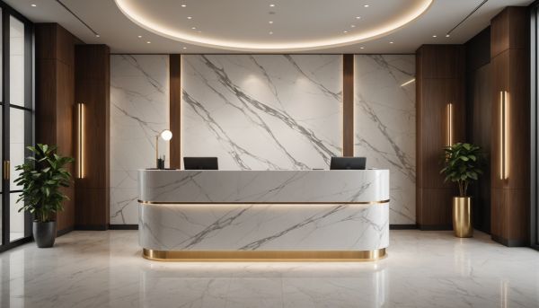 Comptoir d'accueil haut : alliez élégance et fonctionnalité